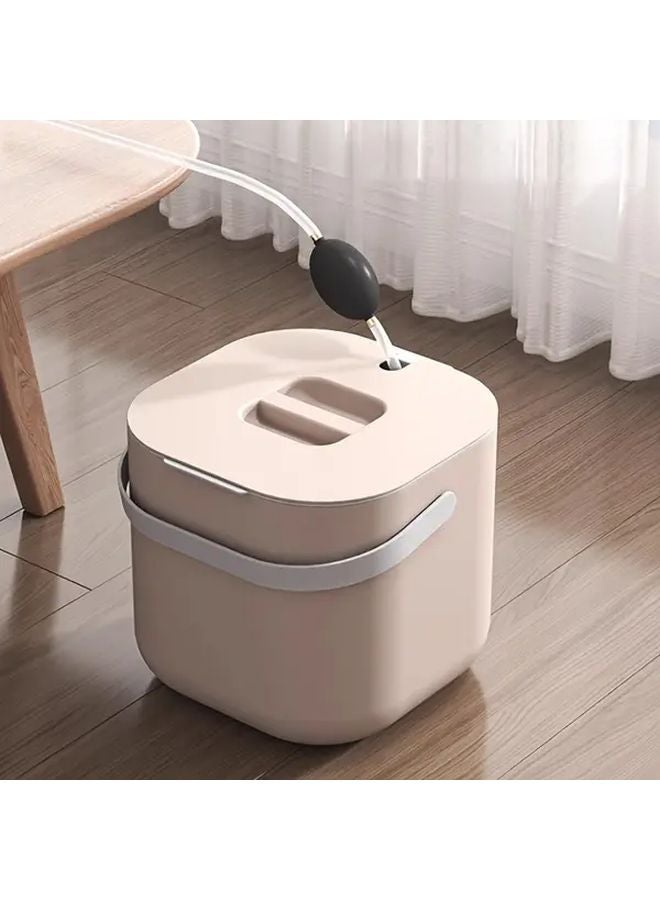 Khaki Kitchen Compost Bin with Handle for Dry Wet Waste Separation - Image 3